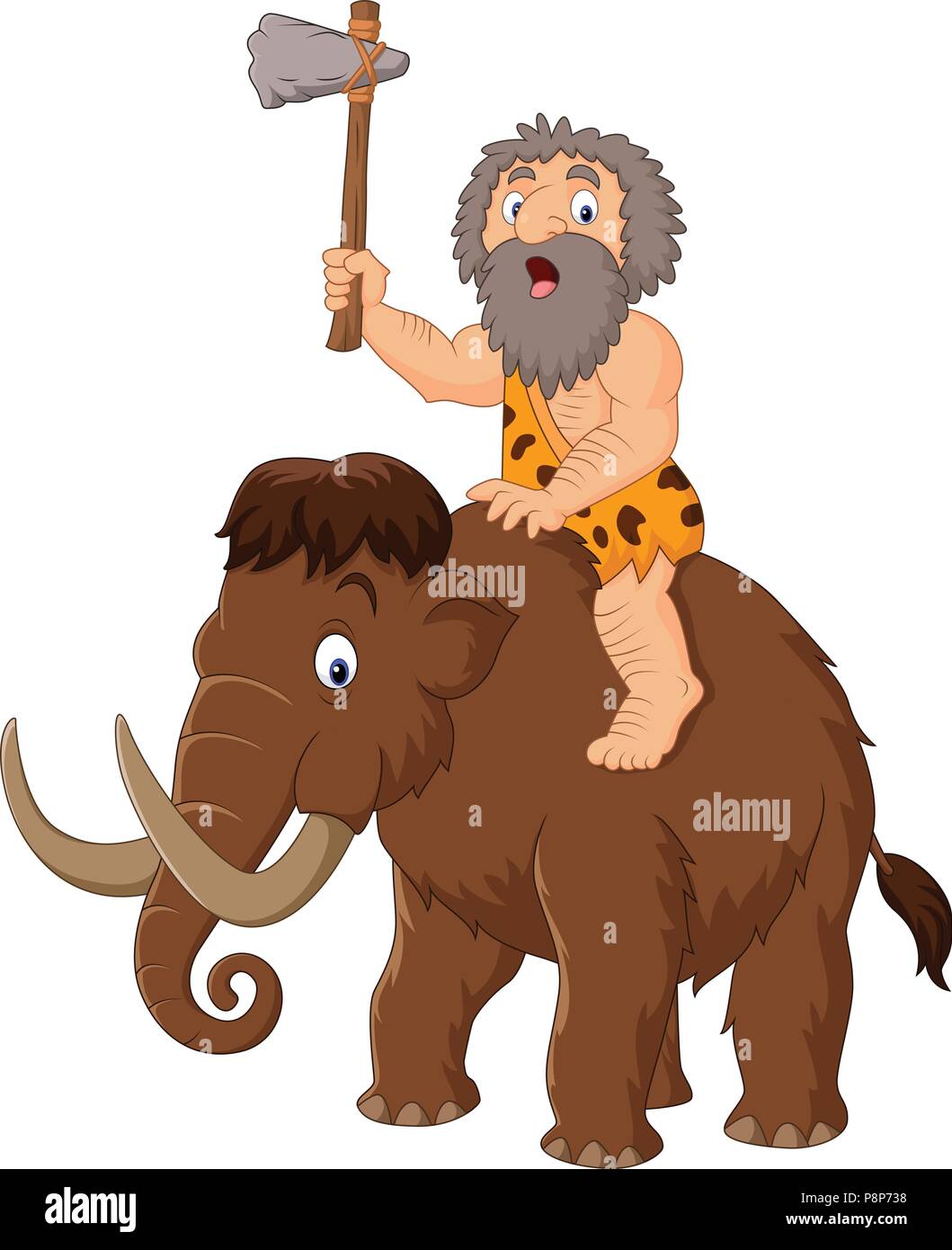 Caveman reiten ein Mammut Stock Vektor