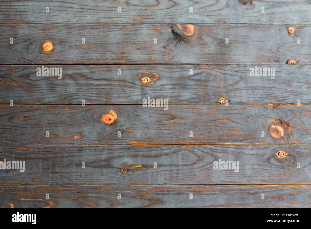 Shou Sugi Verbot Holz- Hintergrund mit Holz Knoten Stockfoto