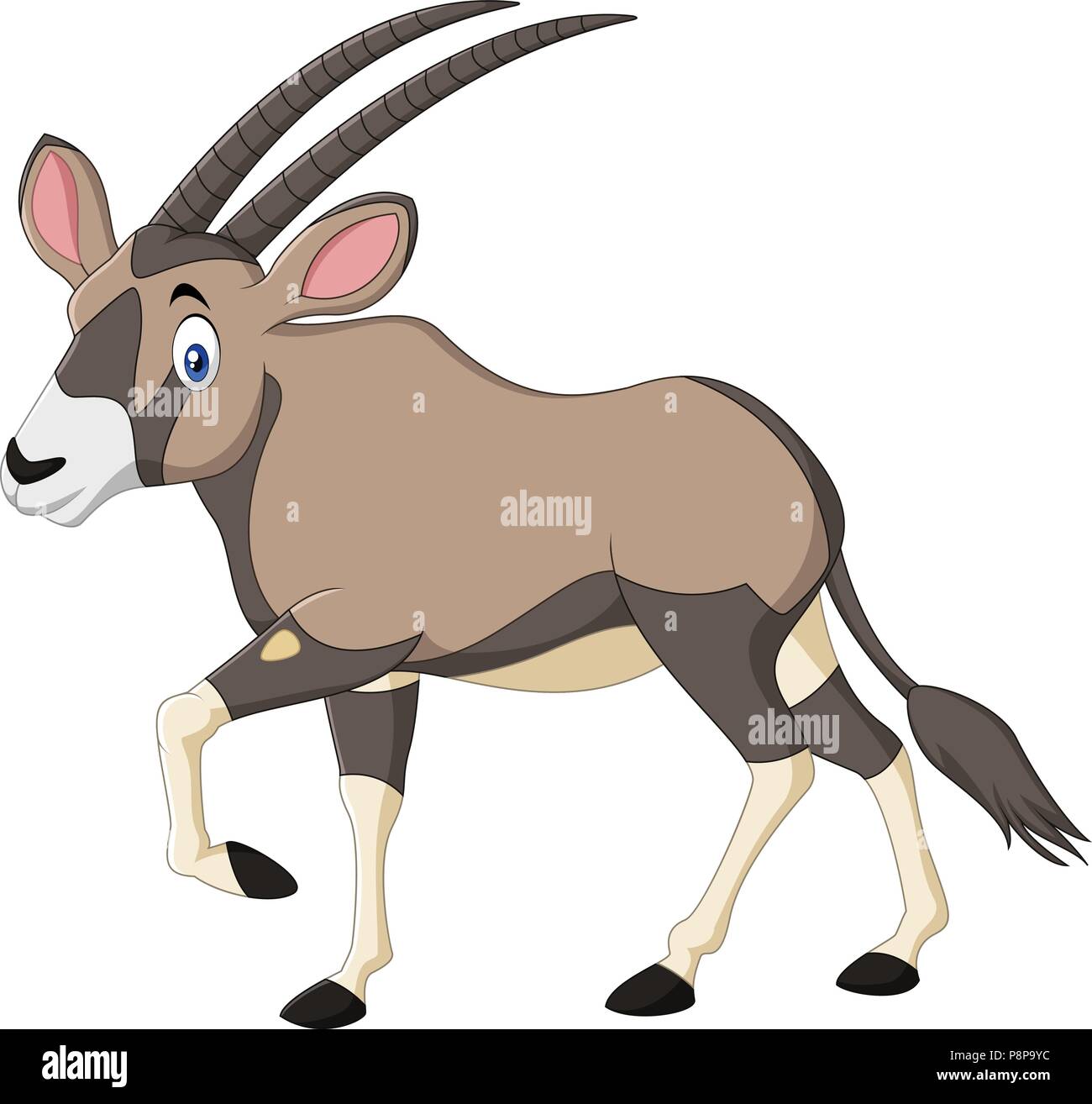 Cartoon Oryx auf weißem Hintergrund Stock Vektor