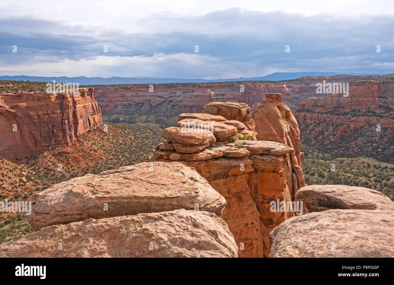 Blick über die Kokerei Pinnacles in Monument Canyon in Colorado National Monument in Colorado Stockfoto