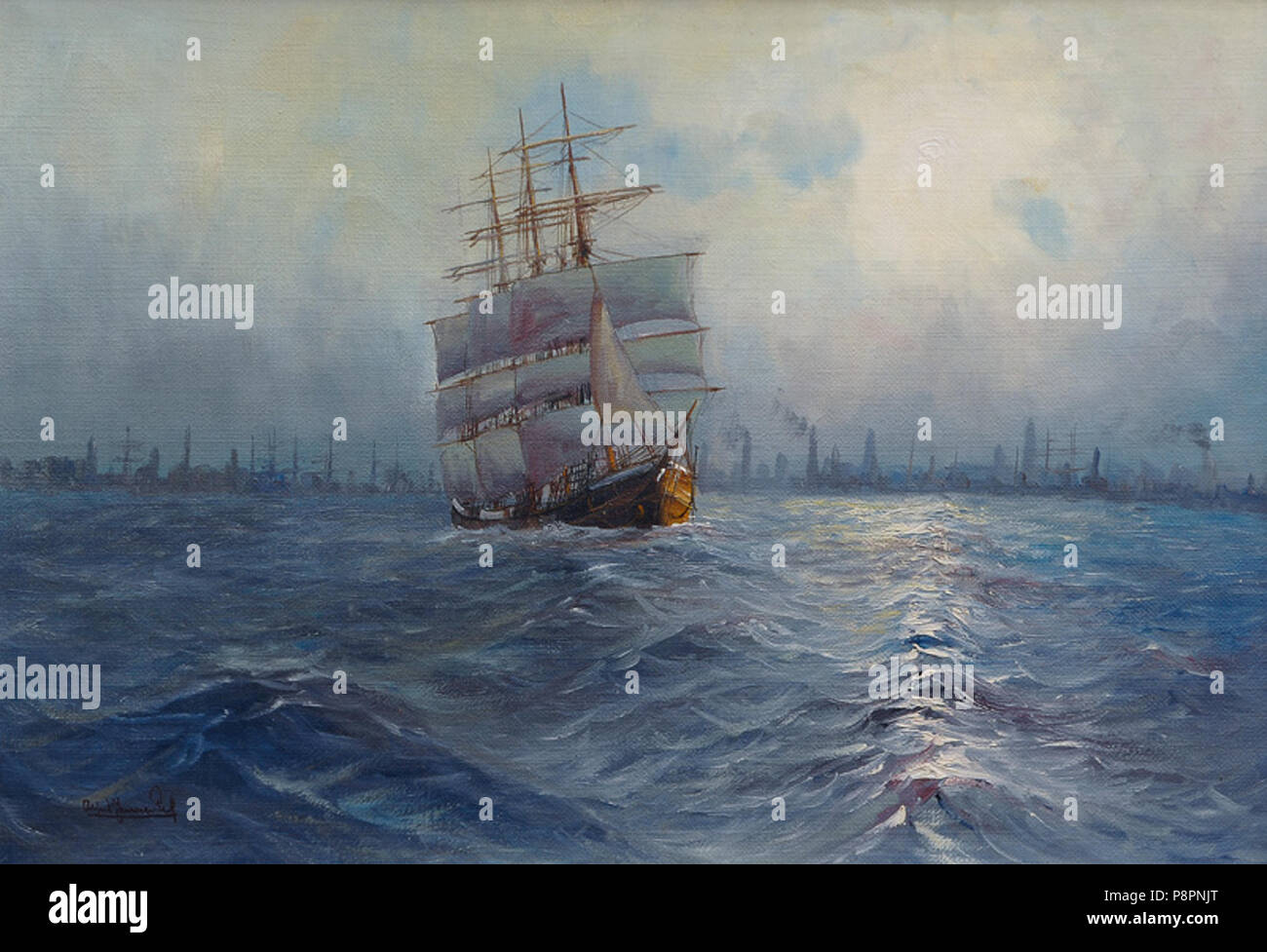 34 Alfred Jensen - MONDNACHT an der schwedischen Küste Stockfoto