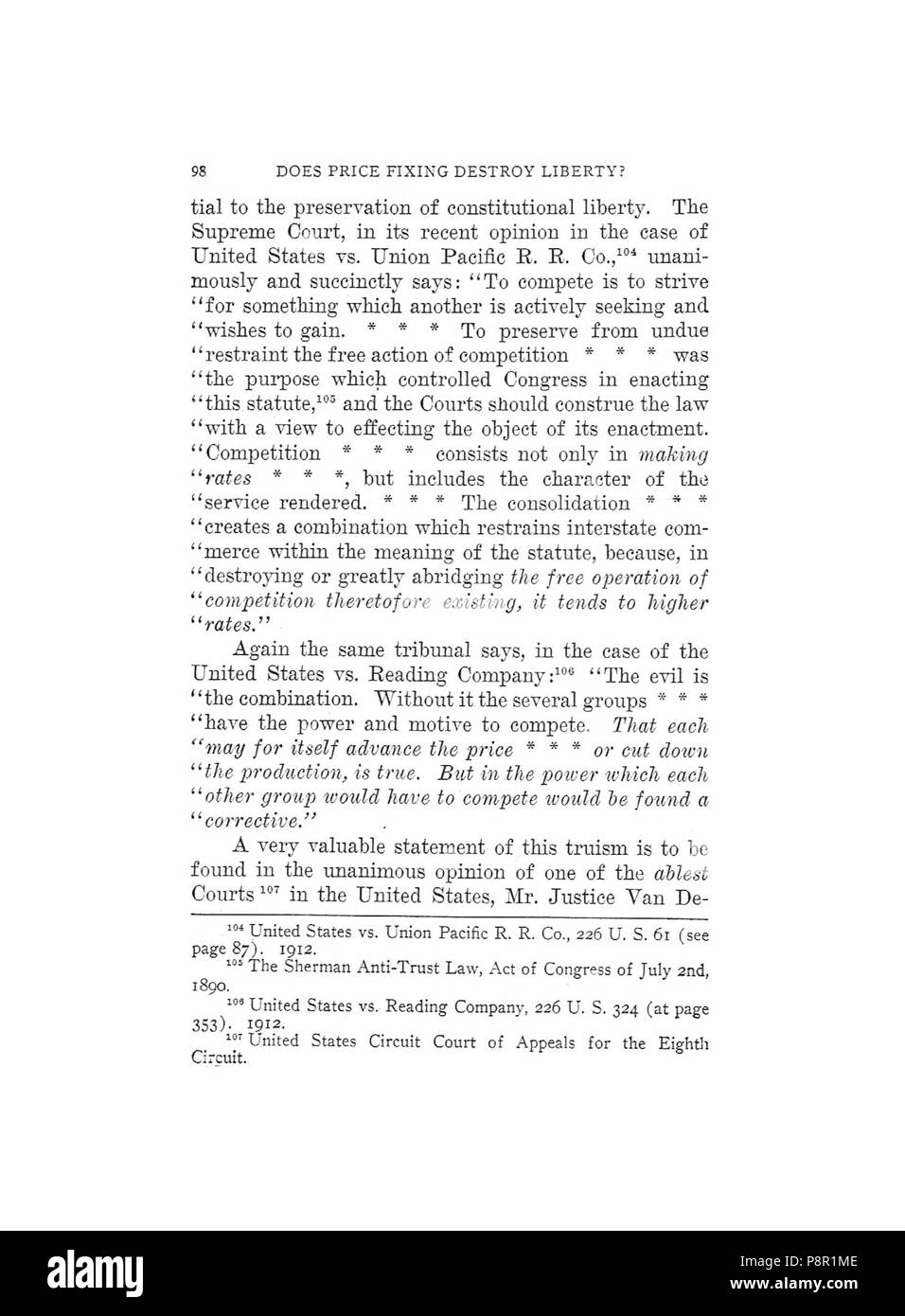 . 263 Earle, Preisfestsetzung zerstören Freiheit, 1920, 098 Stockfoto