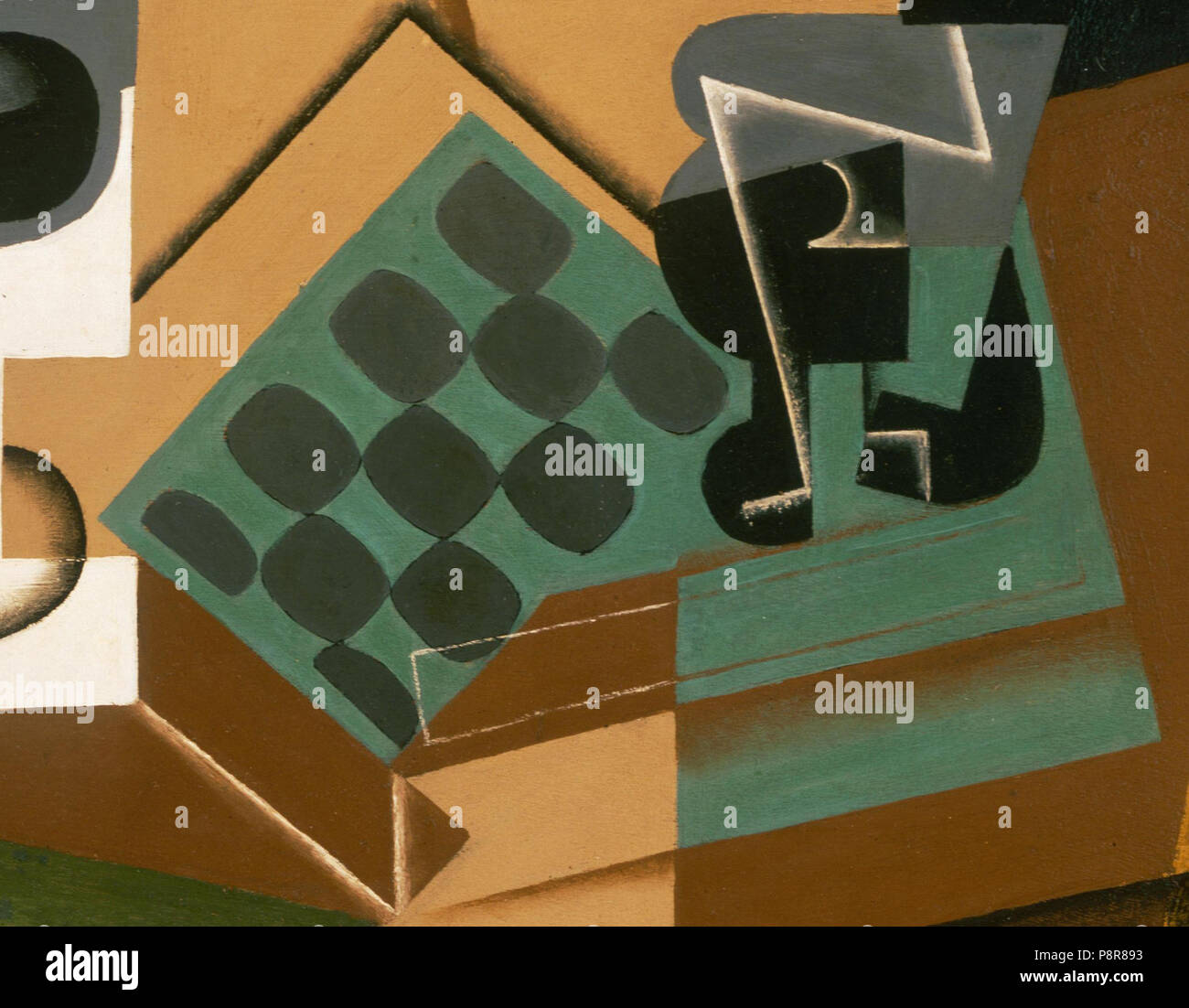. 353 Juan Gris, 1917, Schachbrett, Glas und Teller, Philadelphia Museum der Kunst (Detail) Stockfoto