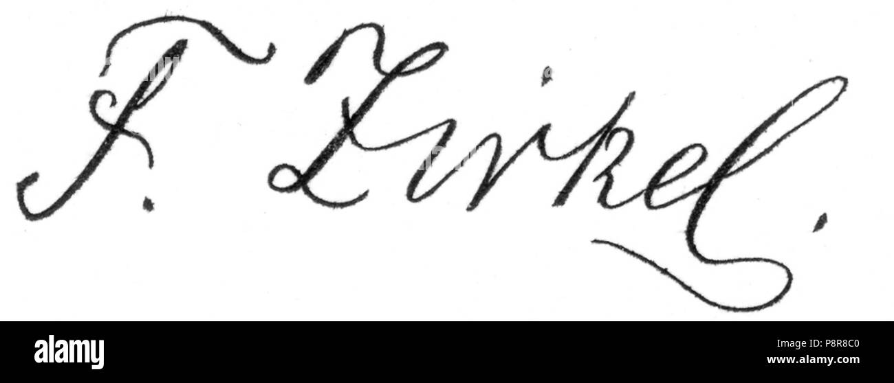 . 285 Ferdinand Zirkel 1838-1912 Signatur Stockfoto