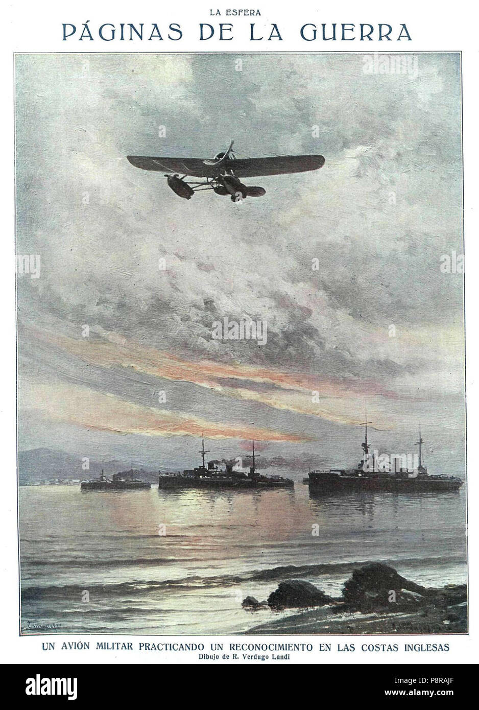 566 Un avión Militar practicando un reconocimiento De Las Costas inglesas, de Ricardo Verdugo Landi Stockfoto