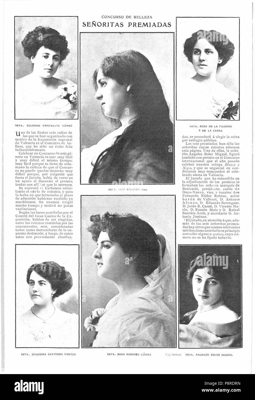 15 1909-05-19, Actualidades, Concurso de Belleza, señoritas premiadas, Barberá Stockfoto