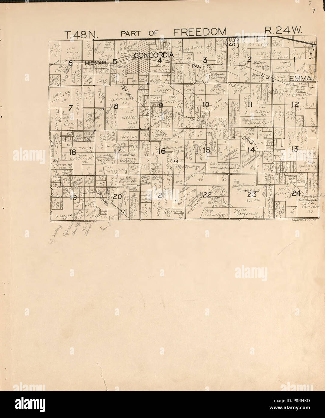 . 42 Atlas der Lafayette County, Missouri. LOC 2008629005-7 Stockfoto