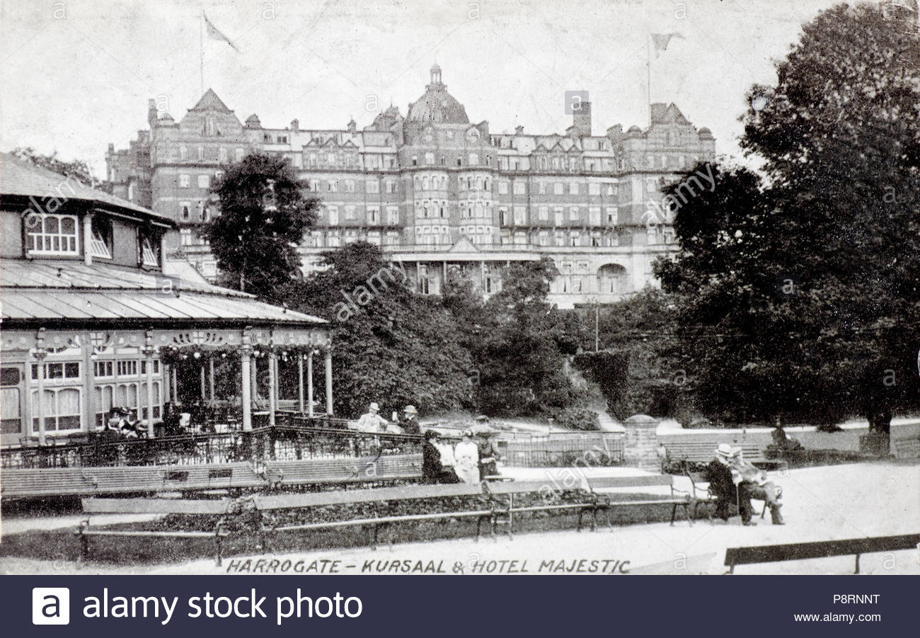 Harrogate, Kursaal & Hotel Majestic, Alte Ansichtskarte von 1907 Stockfoto
