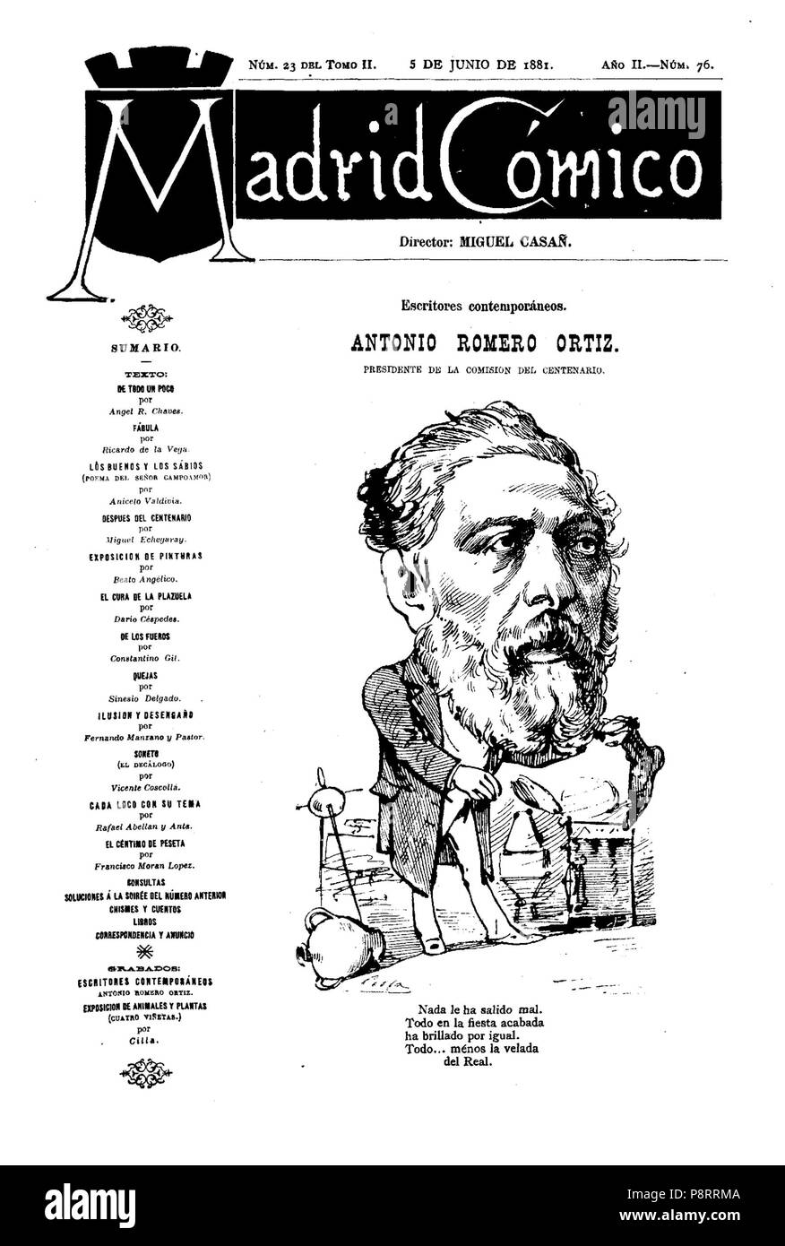 10 1881-06-05, Madrid Cómico, de Cilla, Antonio Romero Ortiz Stockfoto