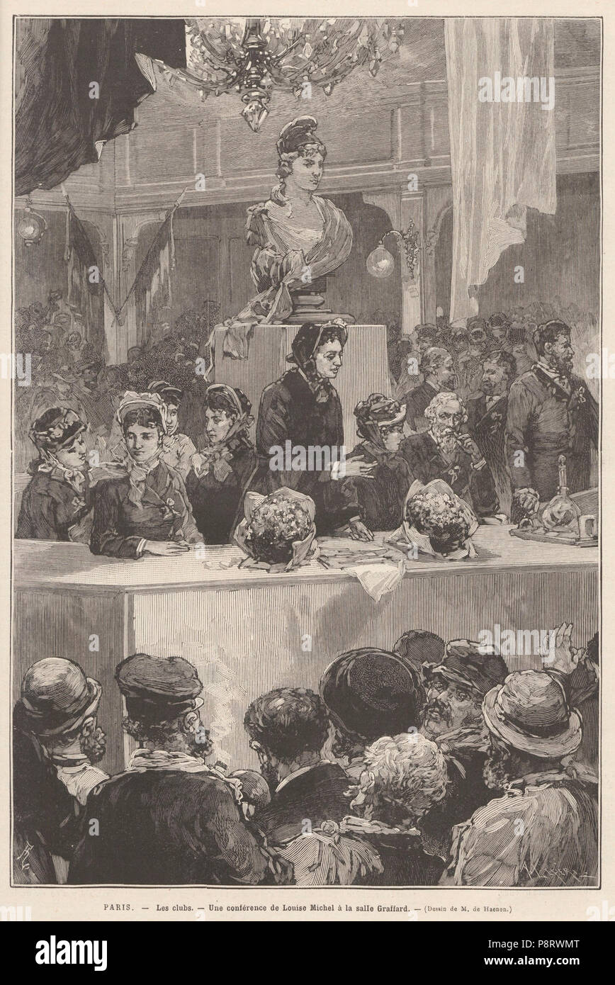 10 1880-12-11 Le Monde illustré, Une conférence de Louise Michel à la salle Graffard Stockfoto