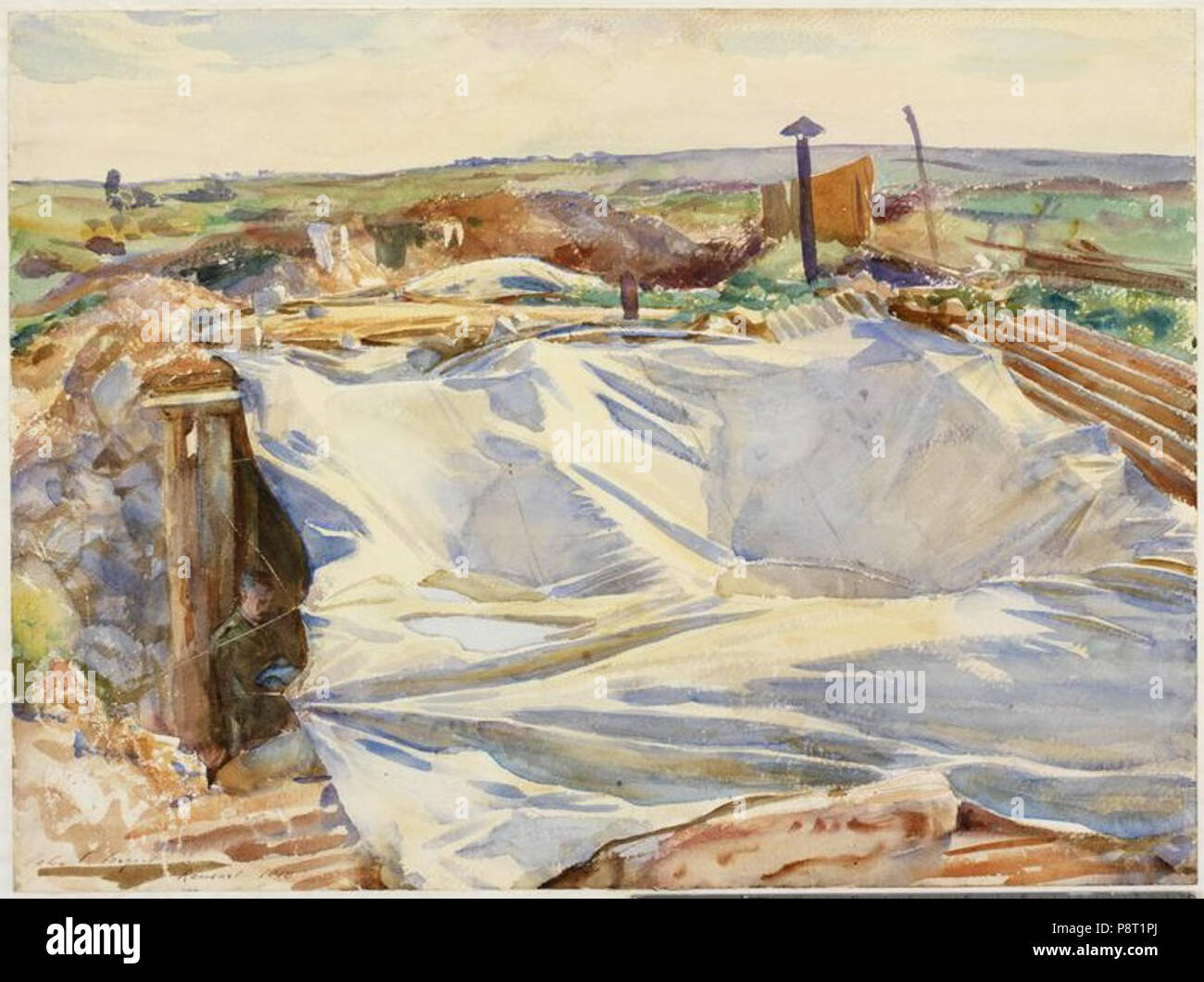 . 24 eine Plane über einen gegraben, Ransart - Sargent, 1918 Stockfoto