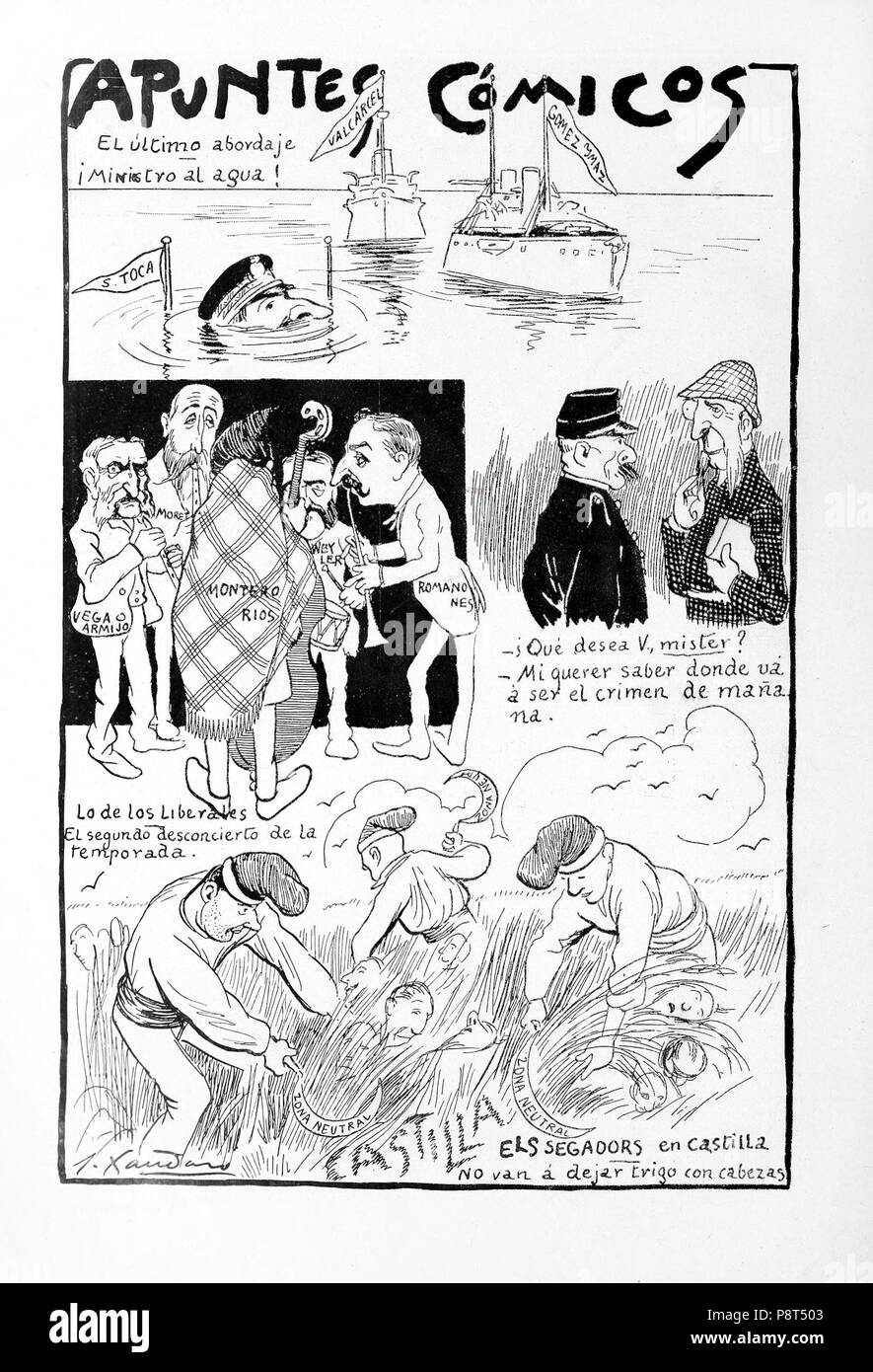 39 Apuntes cómicos, de Xaudaró (B y N, 1 de Febrero de 1903) Stockfoto