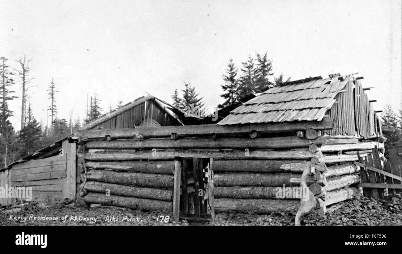 . 40 Arthur ein Denny's Hütte in Ruinen von alki Point, West Seattle, nd (LAROCHE 110) Stockfoto