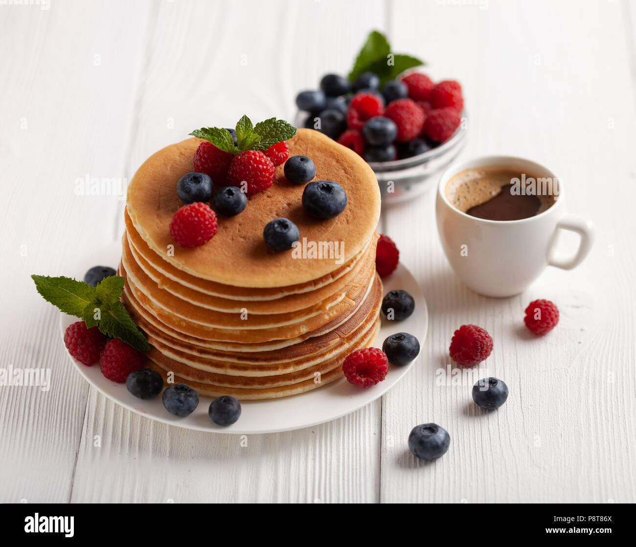 American Blueberry Pancakes Stockfoto