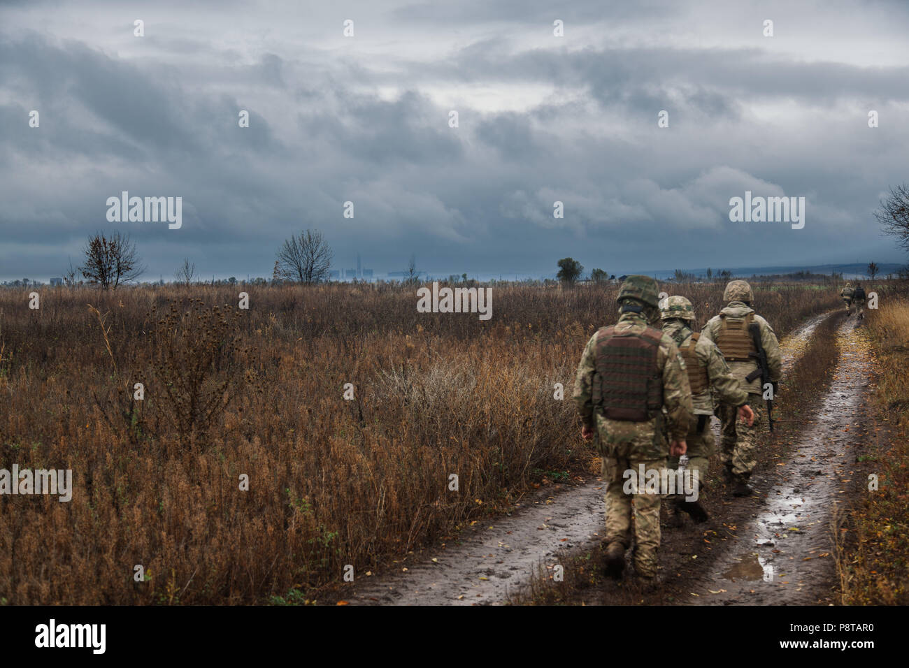 Militärischen Aufklärung Ausfahrt auf der Donbass der Ukraine Stockfoto