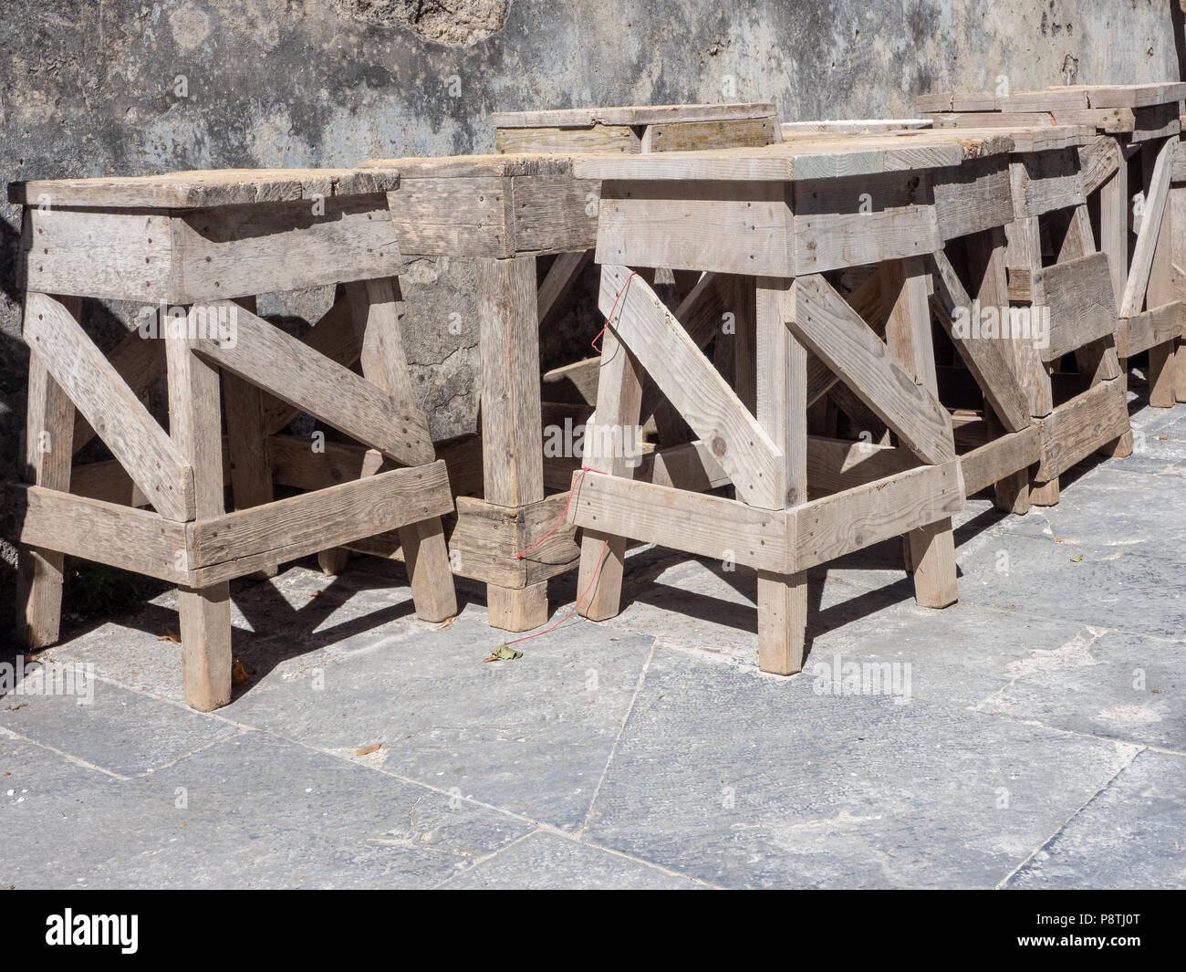 Holz- staffeleien für steinbildhauer Stockfoto