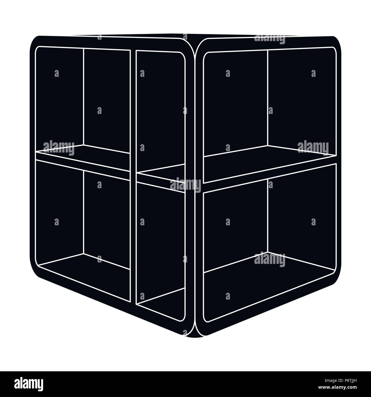 Kleines Zimmer Couchtisch. Weiße Tabelle mit Zellen. Schlafzimmer Möbel einzelnen Symbol in schwarz Stil vektor Symbol lieferbar web Abbildung. Stock Vektor