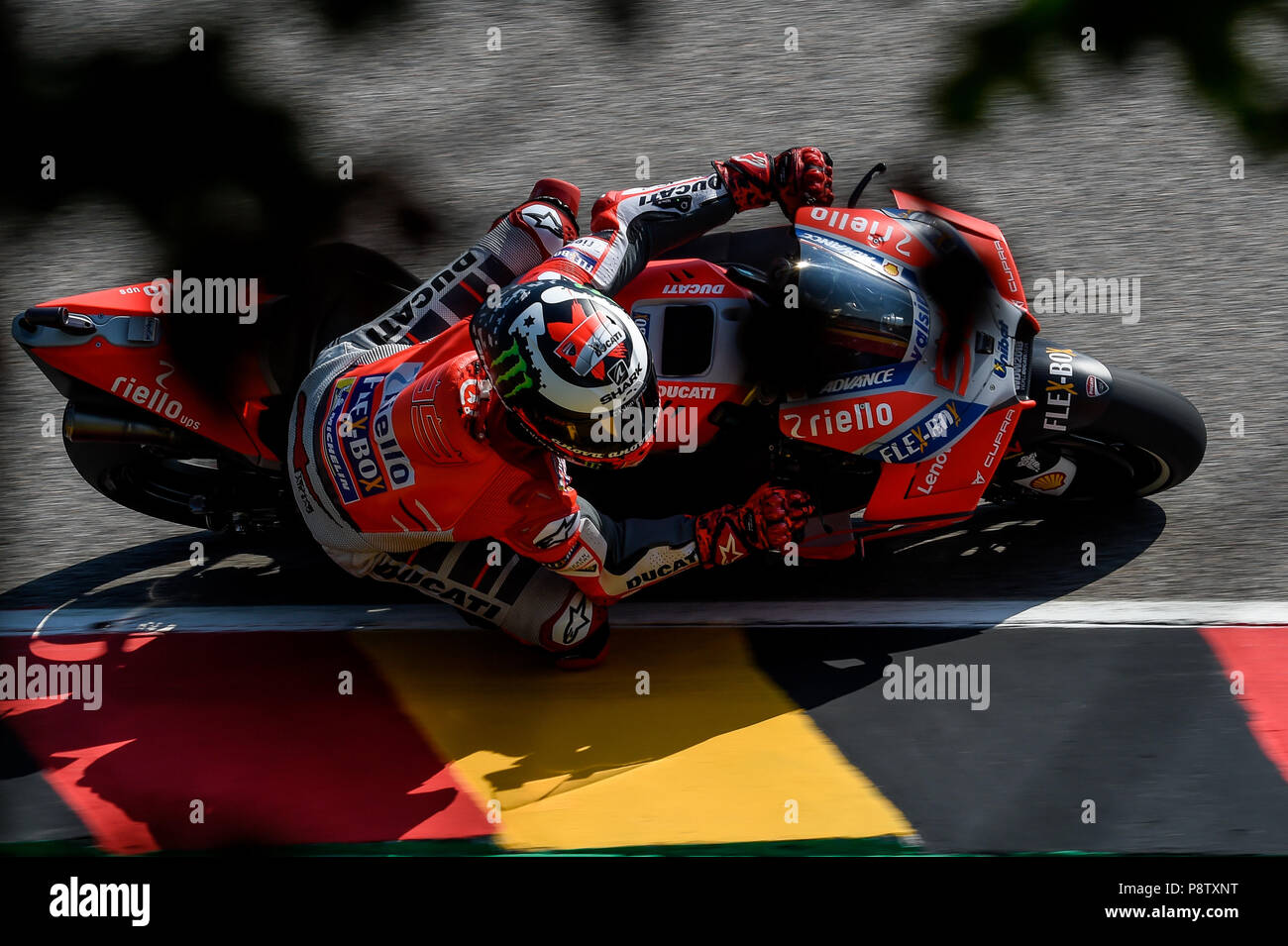 Sachsenring, Hohenstein-Ernstthal, Deutschland. 13. Juli 2018. Deutschen Motorrad Grand Prix, freie Praxis; Jorge Lorenzo (Ducati) Credit: Aktion plus Sport/Alamy leben Nachrichten Stockfoto