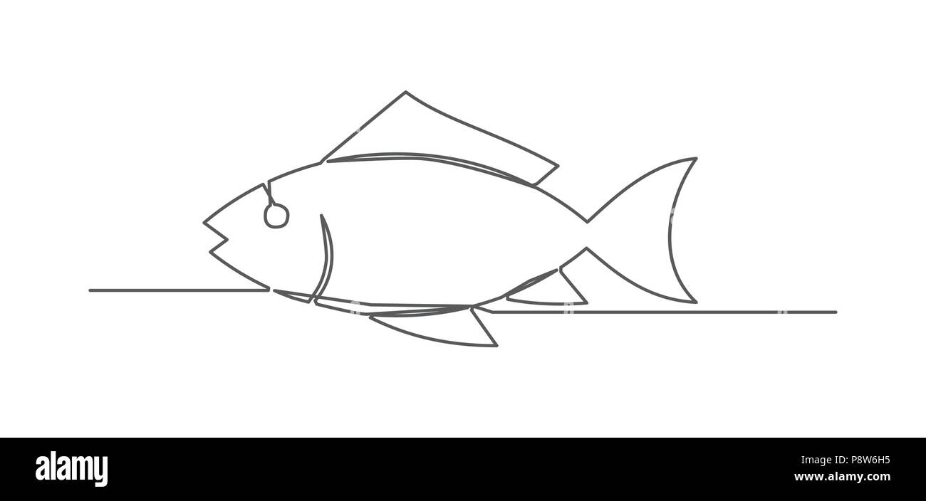 Fisch eine Linie zeichnen Stock Vektor