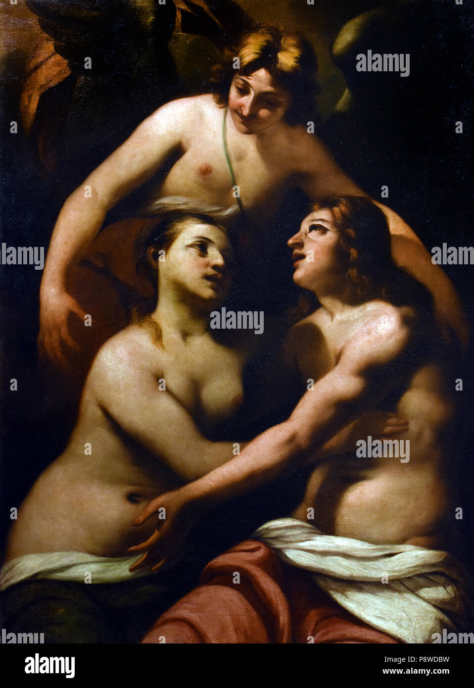 Adamo ed Eva in Paradiso - Adam und Eva im Paradies von Antonio Zanchi 1631 - italienischer Maler 1722 der barocken, Venedig, Italien, Italienisch. Stockfoto