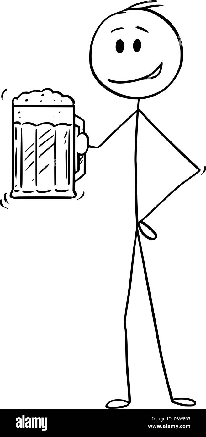Cartoon von Mann mit halben Liter oder halben Liter Bier Stock Vektor