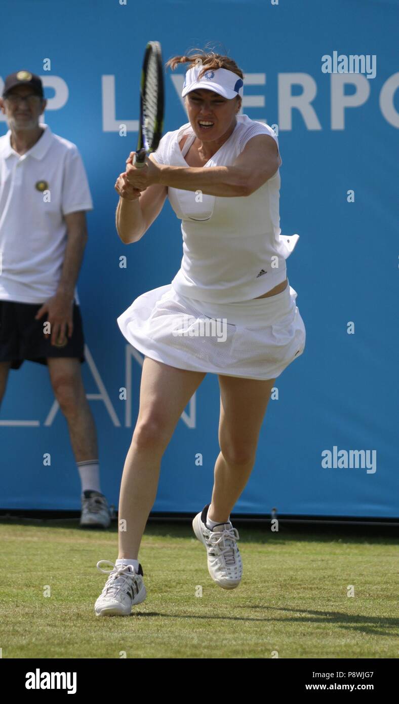 Liverpool, Großbritannien, Martina Hingis und John MCENROE SPIELEN BEI LIVERPOOL TURNIER credit Ian Fairbrother/Alamy Stockfotos Stockfoto