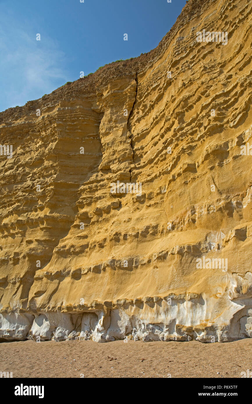Ikonische golden Felsen West Bay und Hive Strand Burton Bradstock Jurassic Coast Dorset UK Stockfoto