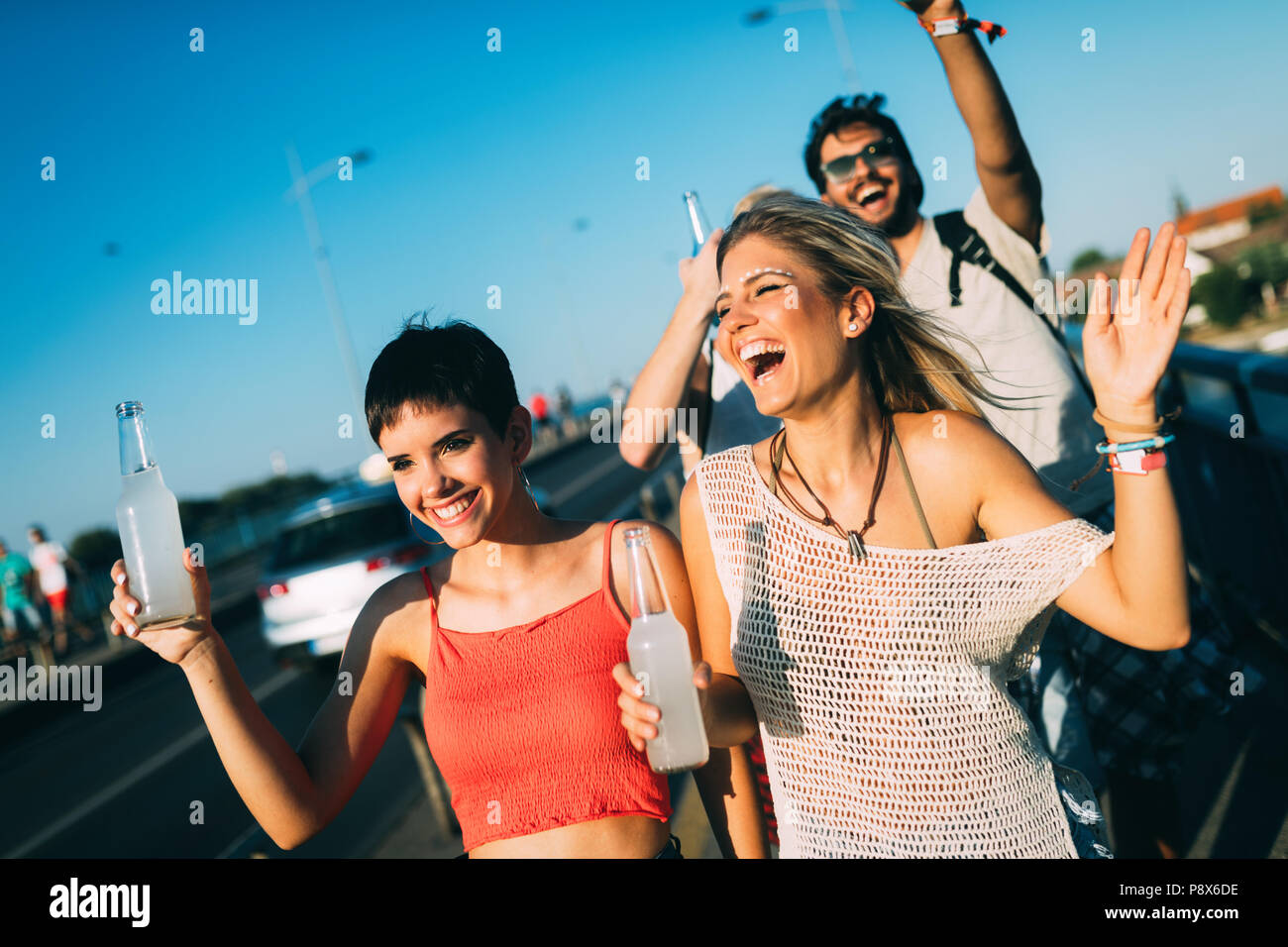Gruppe von jungen gerne Freunde Spaß Zeit Stockfoto
