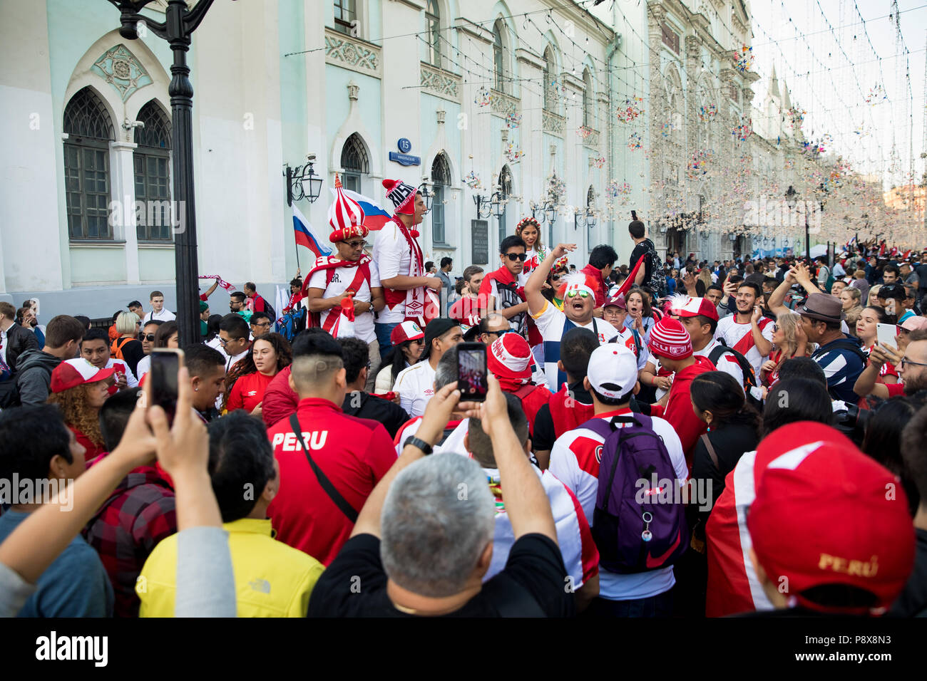 Peru Fußballfans der Welt Cup in Moskau, Russland Stockfoto