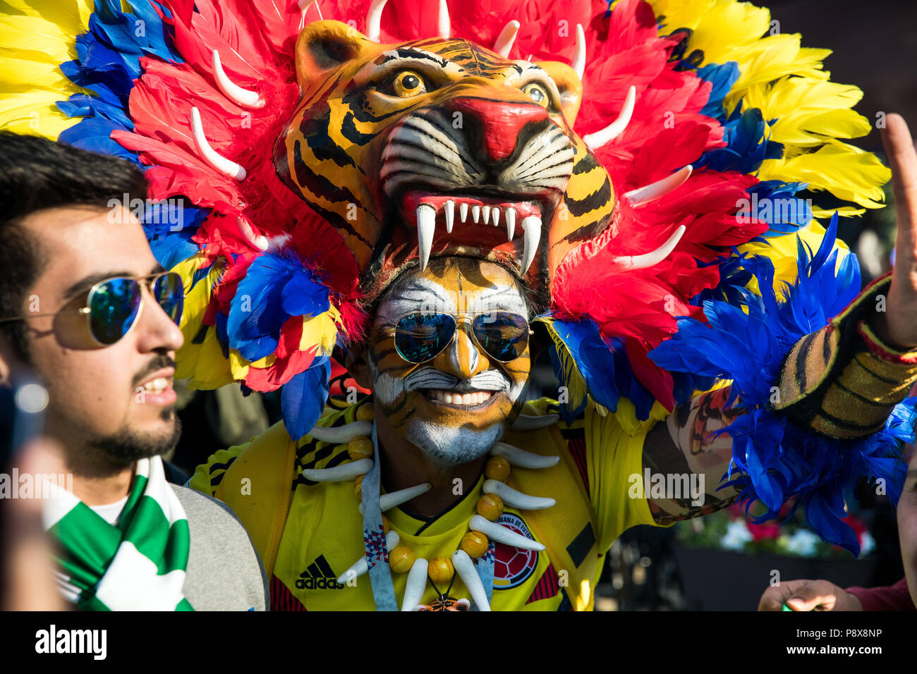 Kolumbien Fußballfans der Welt Cup in Moskau, Russland Stockfoto