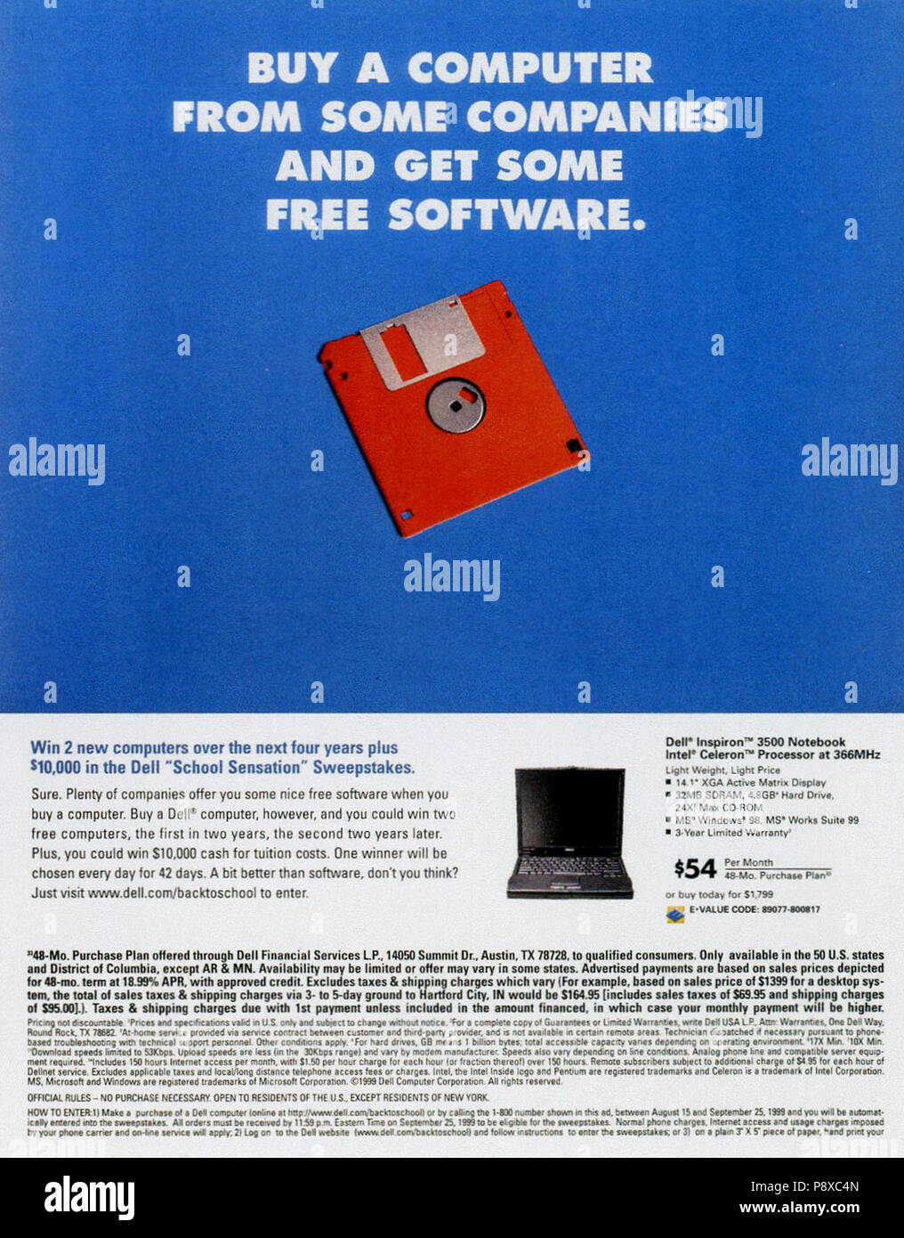 1990 s USA Dell Magazin Anzeige Stockfoto