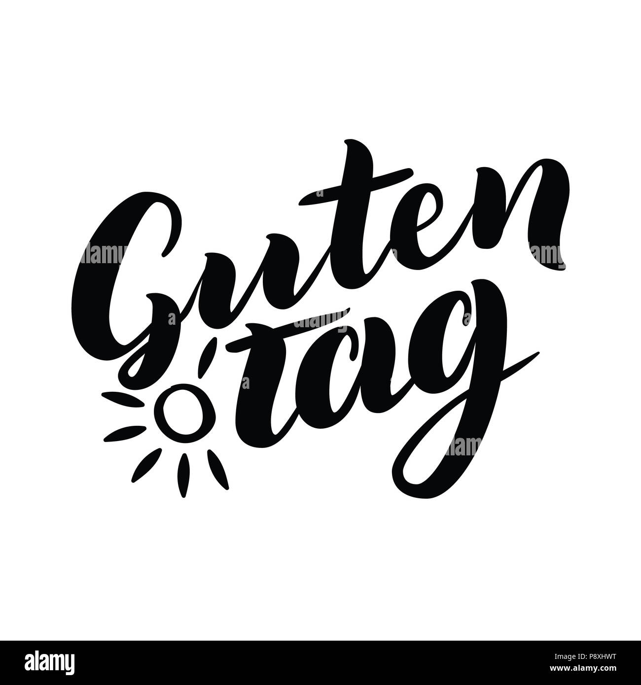 Guten Tag. Wort Hallo, guten Tag in deutscher Sprache. Modische ...