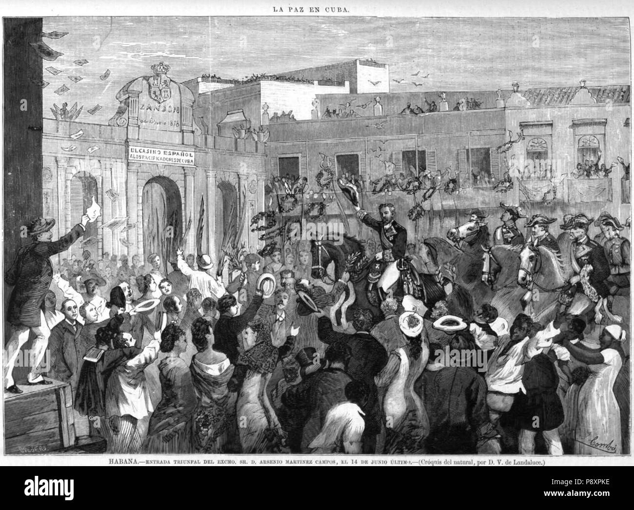 275 Entrada de triunfal Arsenio Martínez Campos en La Habana, 1878 Stockfoto