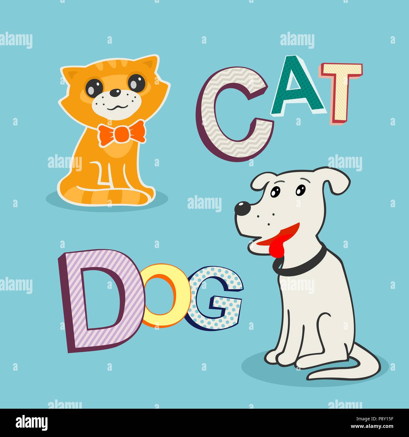 Vector Illustration Hund und Katze Stock Vektor