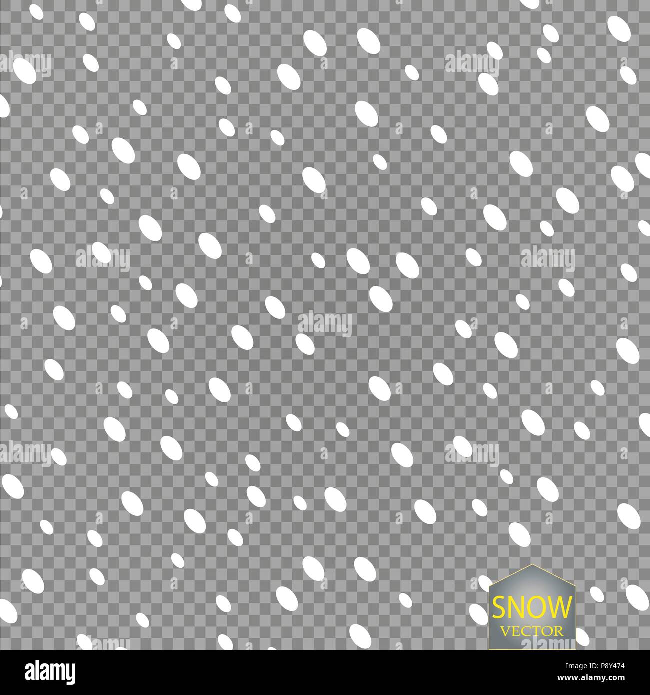 Vektor der isometrischen Schnee Effekt auf transparentem Hintergrund isoliert mit unscharfen Bokeh. Stock Vektor