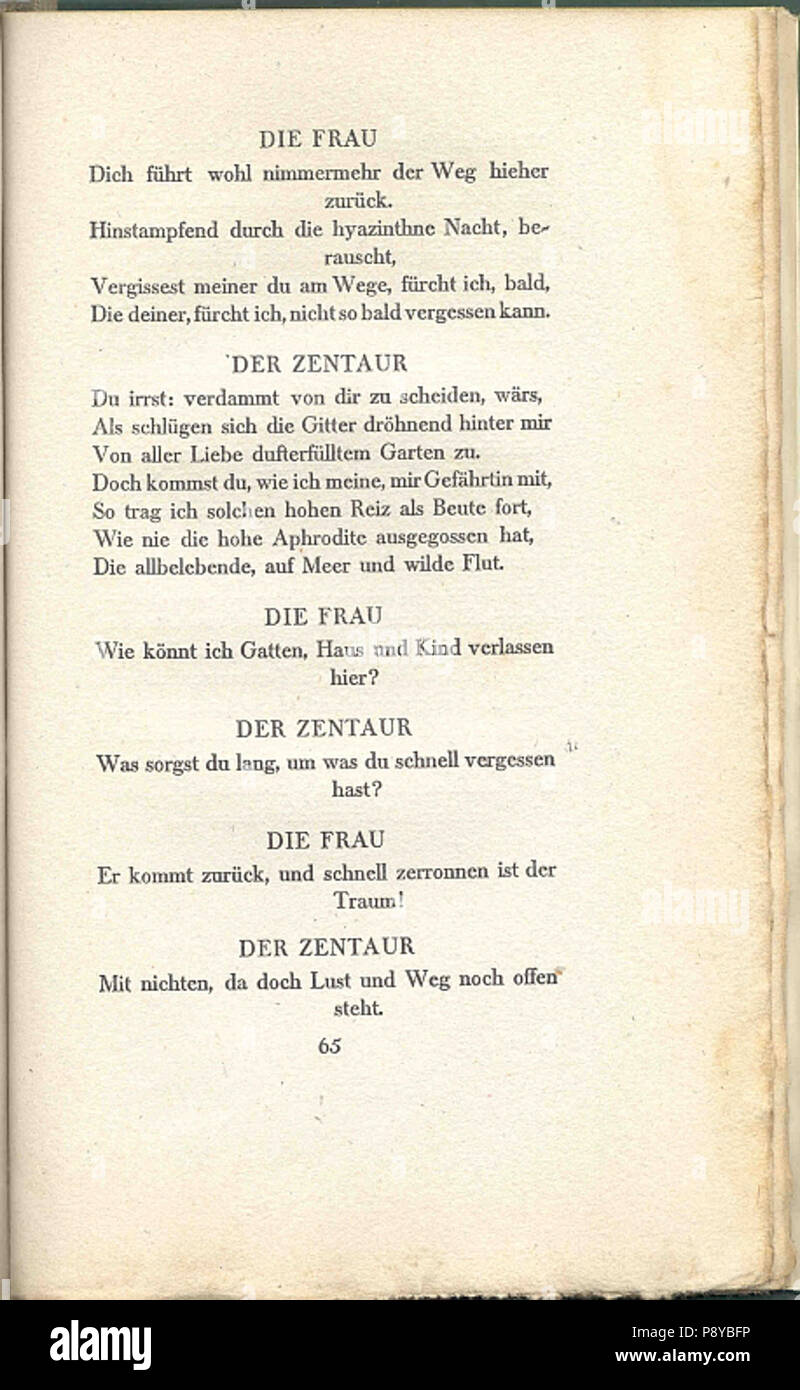. 298 Gedichte von Hugo von Hofmannsthal 65 Stockfotografie Alamy