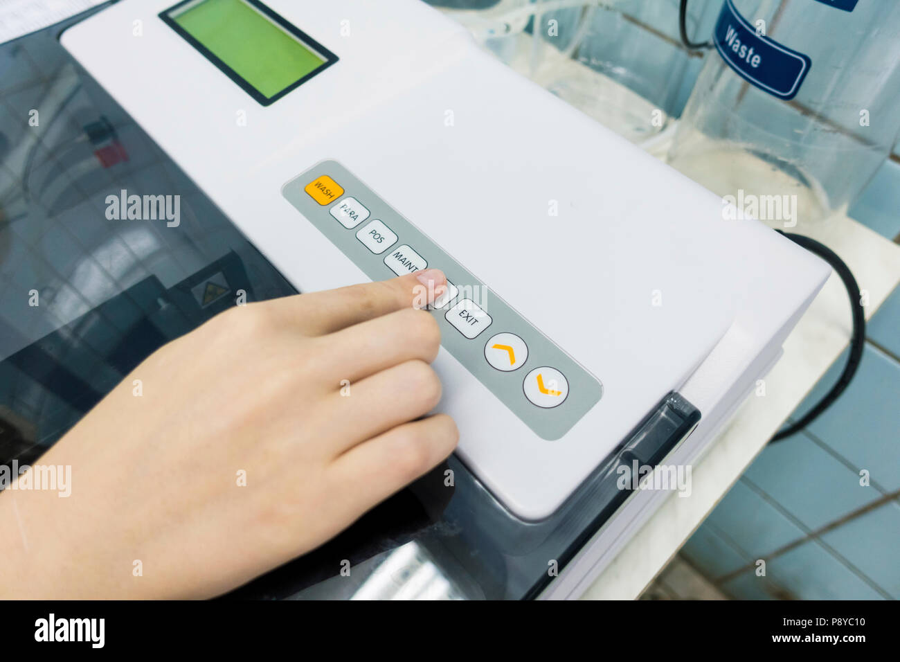 Die PCR (Polymerase Chain Reaction) Maschine. Stockfoto