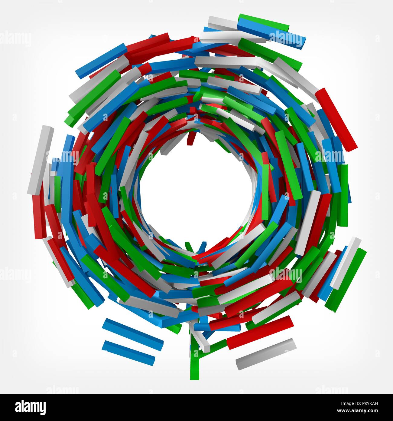 Bunte Quadratische Stangen zum Zentrum. 3D-Stil, Vektor, Abbildung Stock Vektor
