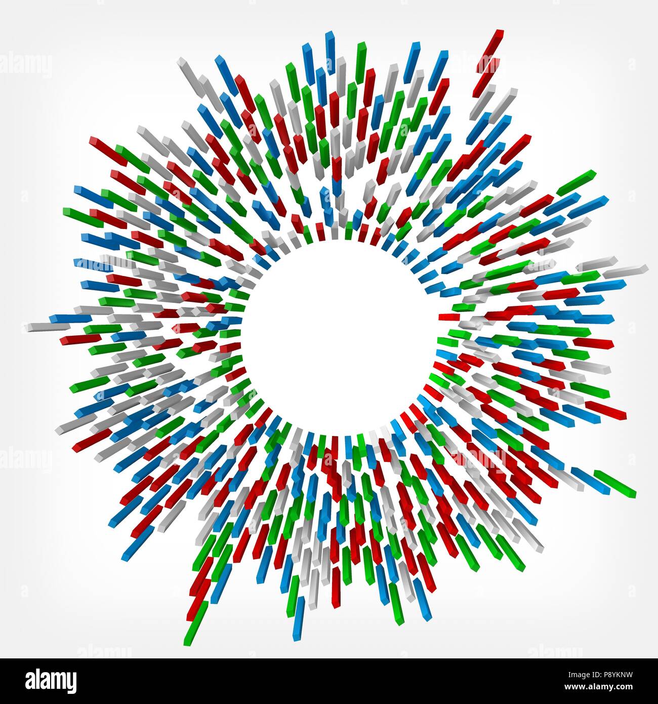 Bunte Quadratstangen targetted zu zentrieren. 3D-Stil, Vektor, Abbildung Stock Vektor
