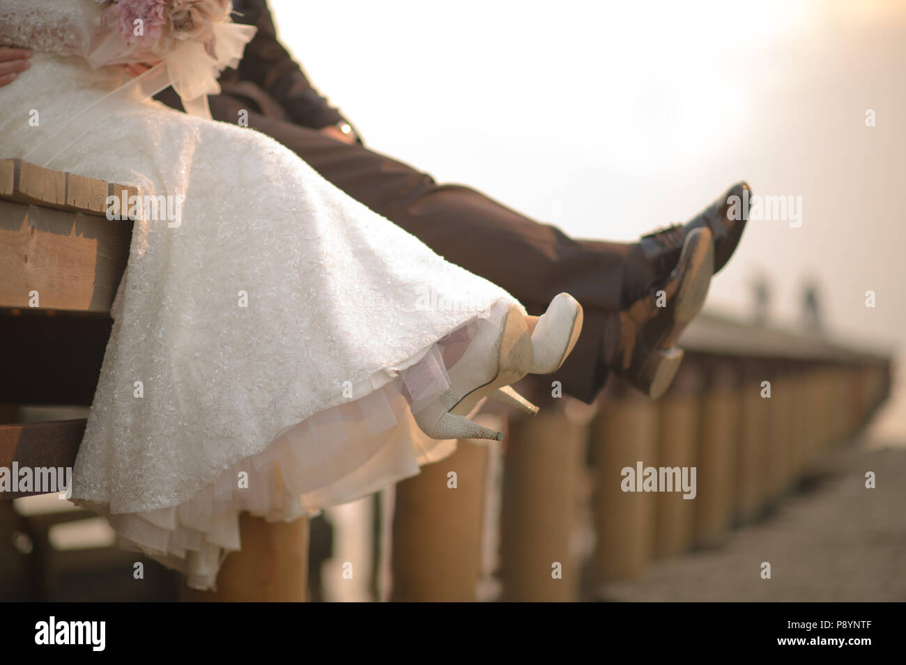 Hochzeit Braut und Bräutigam Bräutigam Liebe Ehe Paare heiraten Stockfoto