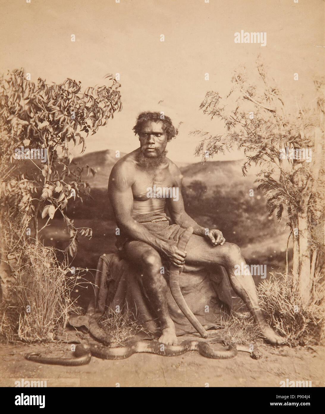 . 346 J W. Lindt - Portrait einer Aboriginal Mann - Stockfoto