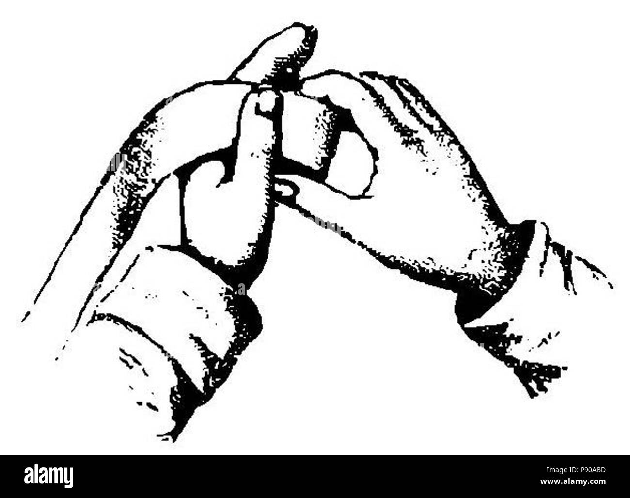 . 314 Grierson 85a Manos enrollando Venda Stockfoto