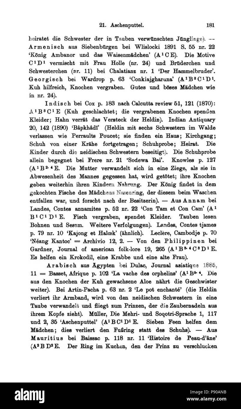 315 Grimms Märchen Anmerkungen (Bolte Polivka) ICH 181 Stockfoto