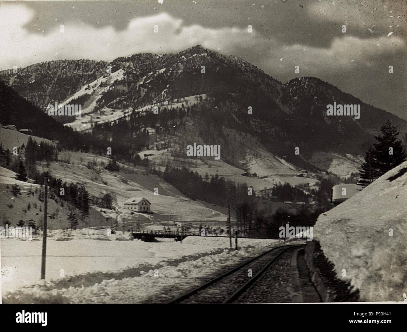 363 Km 18,6 bahnabwärts zweite Grödenbahnbrücke, Puflatsch. (BildID) 15574885 Stockfoto