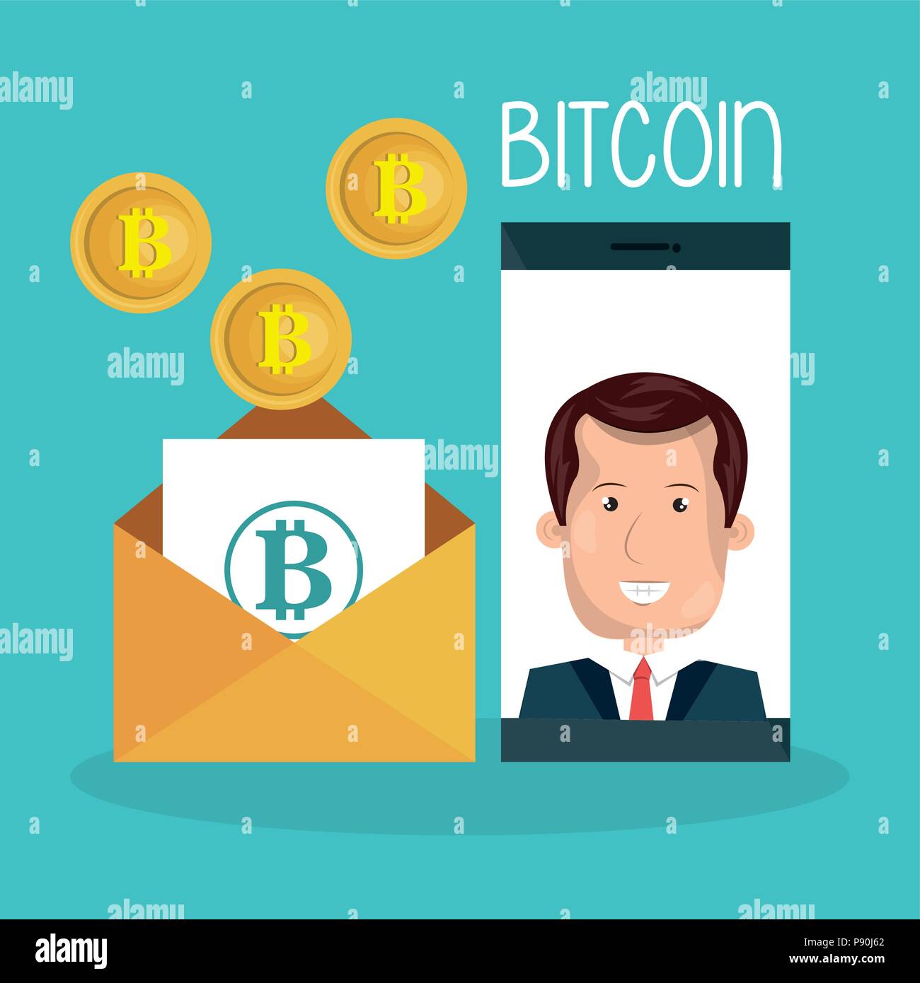 Geschäftsmann mit bitcoin business Vector Illustration Design Stock Vektor