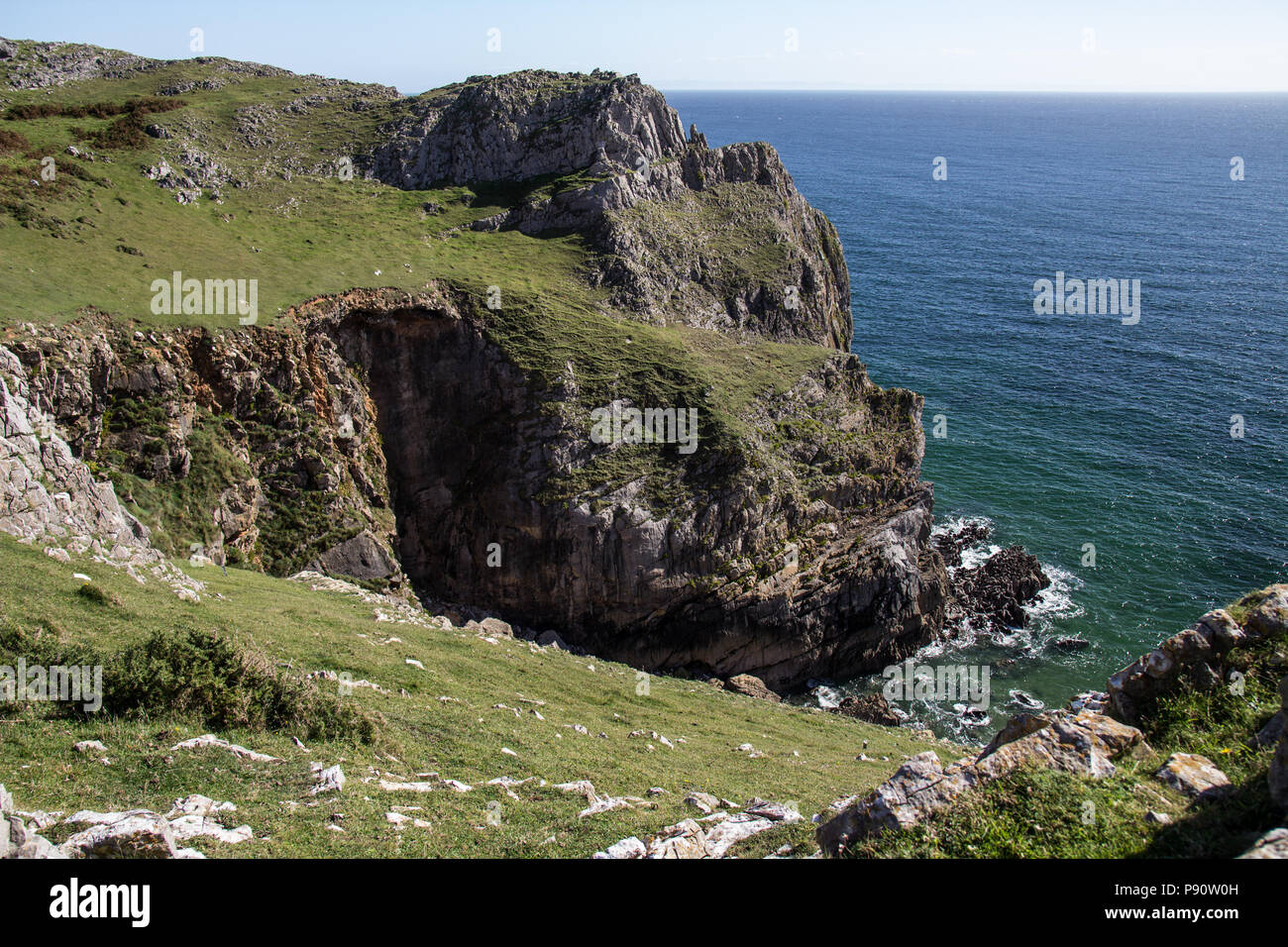 Worm's Head, Rhossili Bay. Spaziergang von Rhossili Bay Port Eynon, Halbinsel Gower (Wales Coast Path) Stockfoto