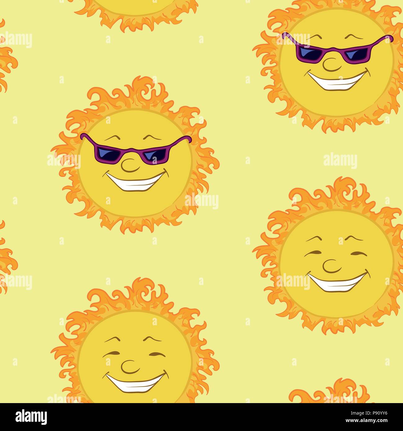 Nahtlose Hintergrund, lächelnd Cartoon sun Stock Vektor