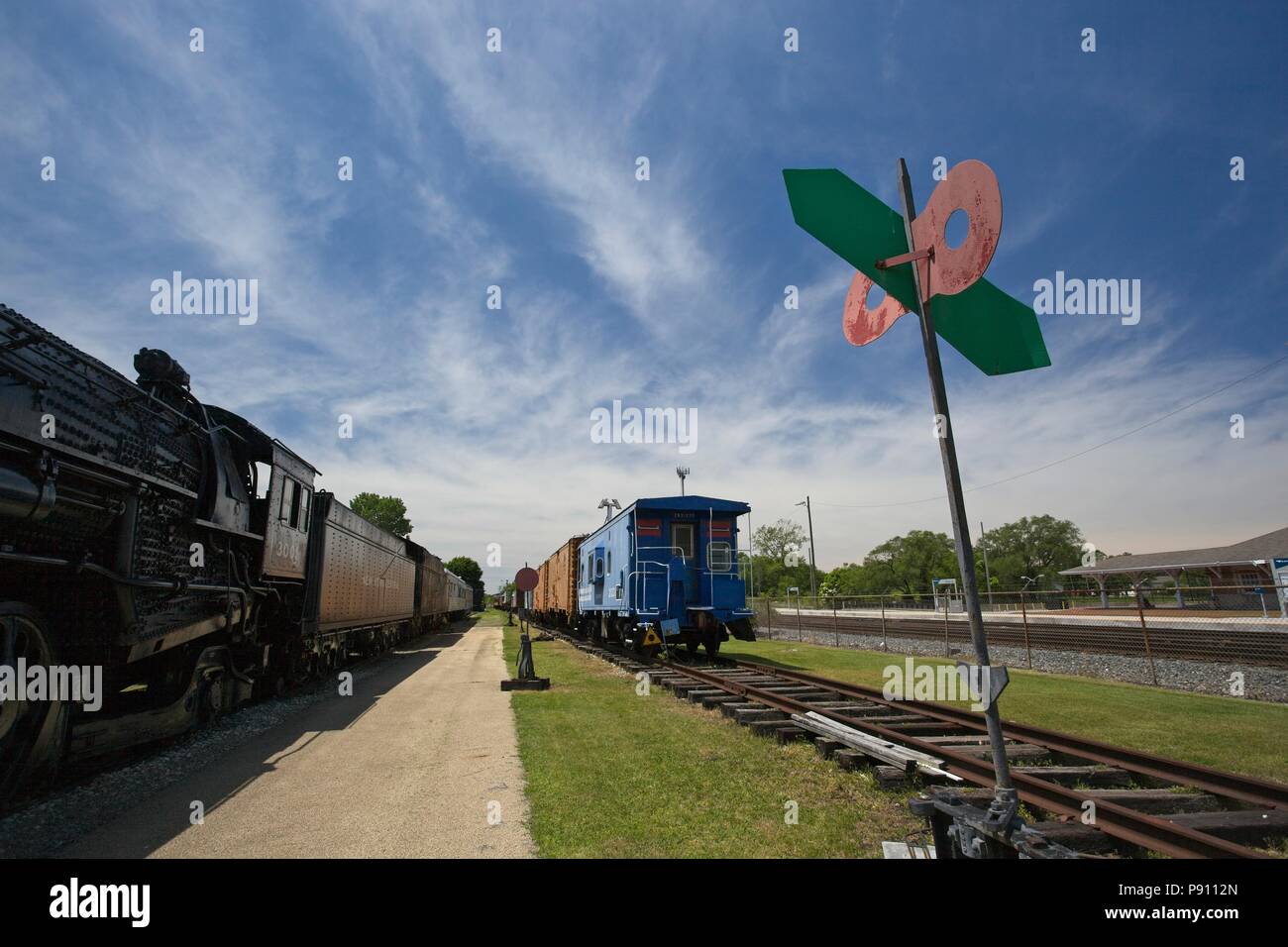 Vintage Rollmaterial auf Anzeige am Elkhart, Indiana New York Central Railroad Museum Stockfoto