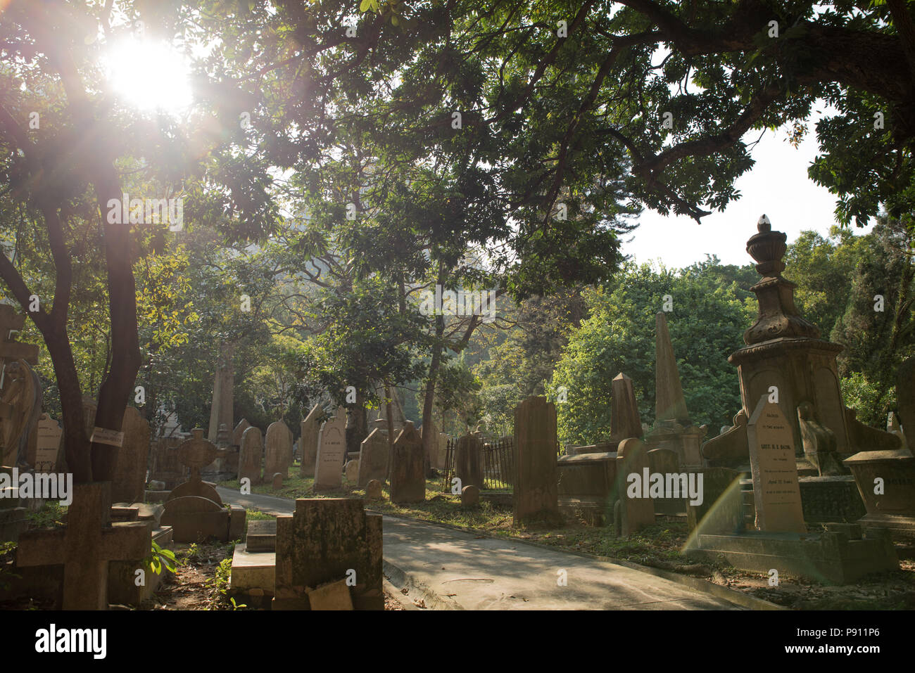 Friedhof in Hong Kong Downtown an einem sonnigen Tag Stockfoto