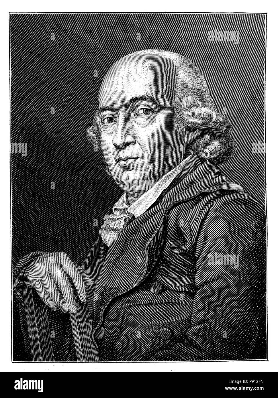 Johann Gottfried von Herder (1744-1803), geadelt 1802, was ein deutscher Dichter, Übersetzer, Theologe und Philosoph, Geschichte und Kultur der Weimarer Klassik. Herder im Alter. Kreidezeichnung nach dem Leben von Bury, während einer langen Besuch im Haus der Hirten. Original im Besitz der Enkel, Wirkl. Gehen. Raths Stichling nach Weimar, 1881 Stockfoto